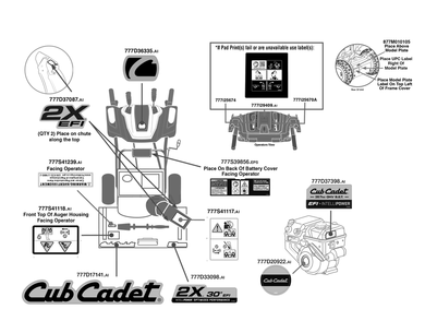 Label Map Diagram and Parts List for 2X30-INCHEFI (31AH5GVO710)(2023) Cub Cadet Snow Blower